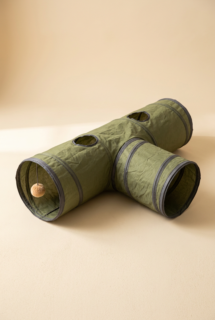 Foldable Cat Tunnel – 3-Way with Peek Holes