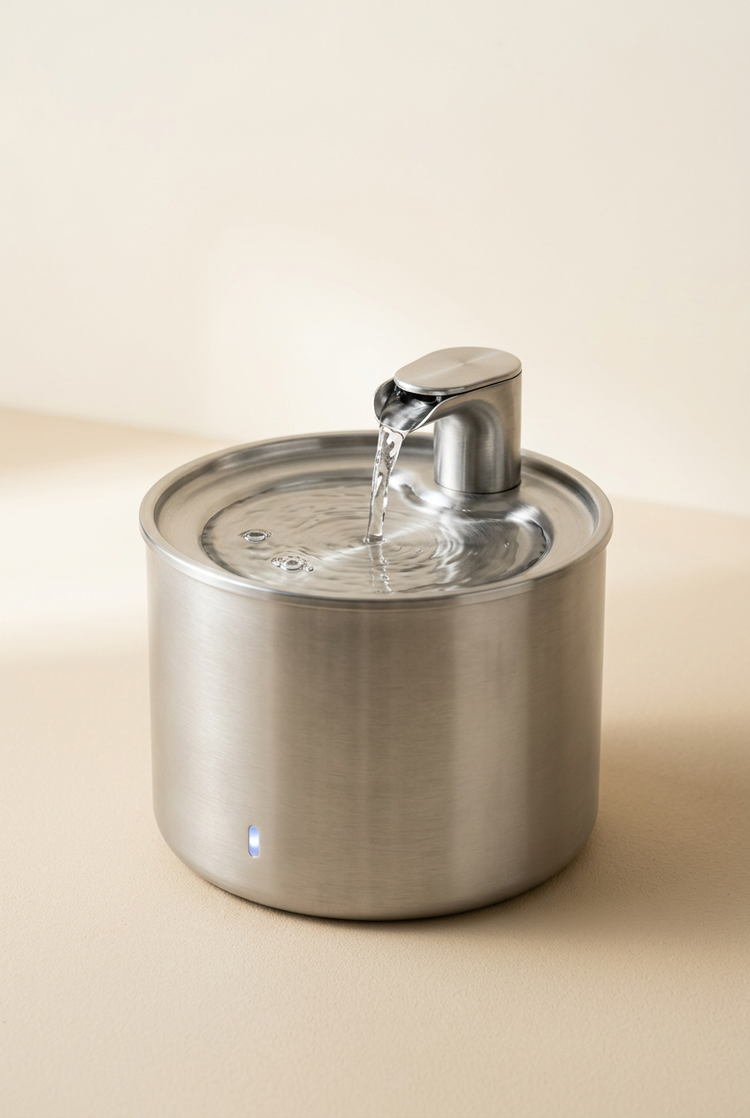 Stainless Steel Cat Fountain – Wireless & Quiet